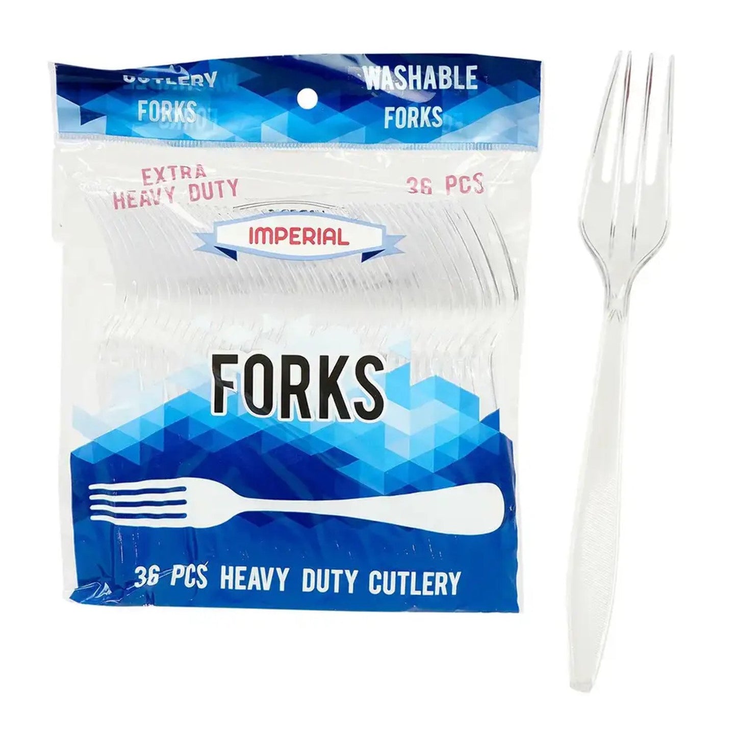 White Plastic Fork, Flatware, Heavy Duty White Plastic Fork, Imperial 36 Count