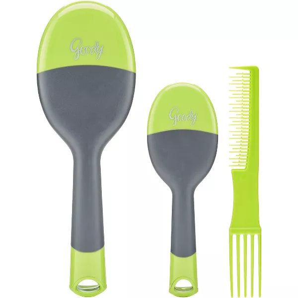 Goody Hair Brush Set, 3pc, Green/ Grey, Detangle Set