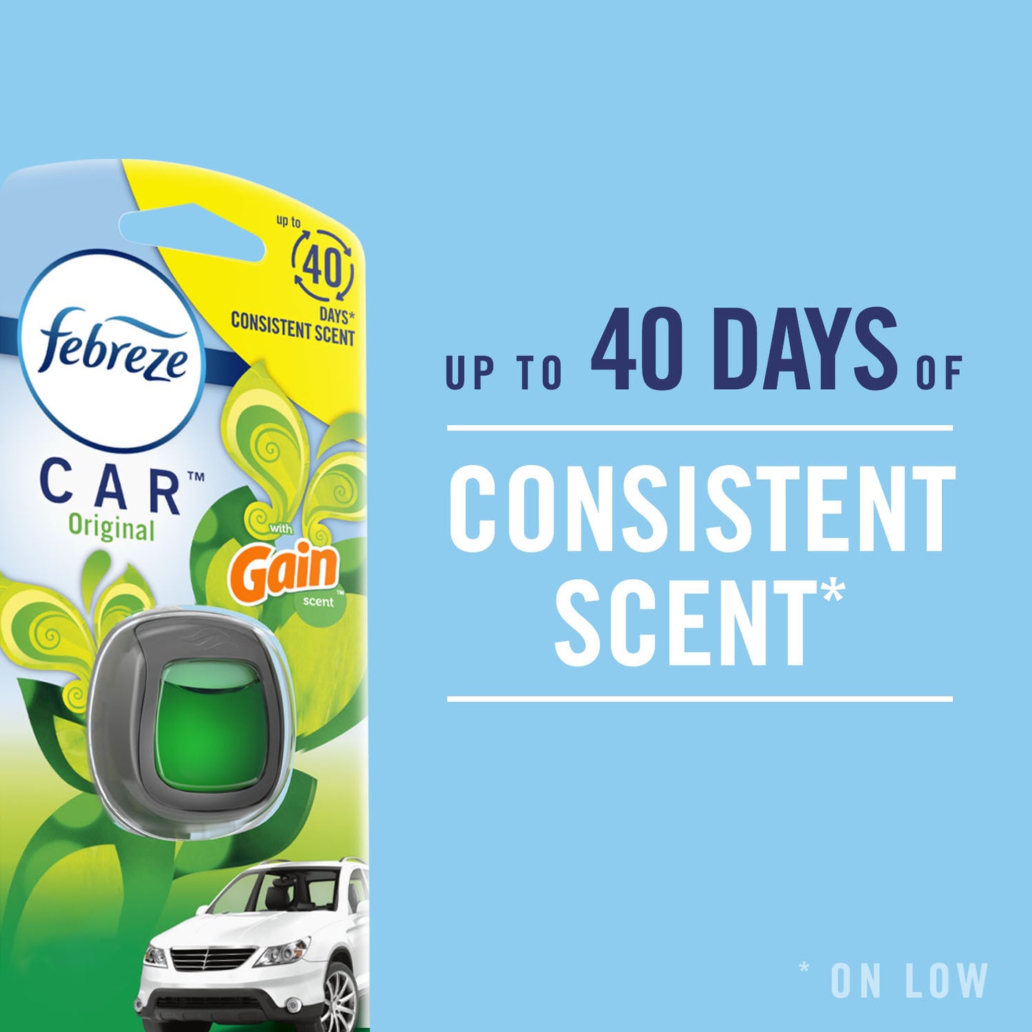 Febreze Car Odor-Fighting Car Freshener Vent Clip Gain Original  Scent, .06 oz - 3 ct