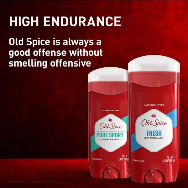 Old Spice Aluminum Free Deodorant Stick for Men, High Endurance Fresh 3.4 oz - 3 pack