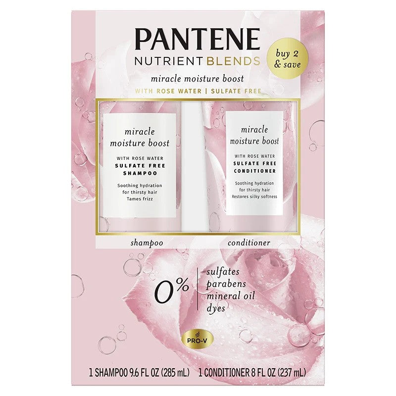 Pantene Miracle Moisture Boost Shampoo & Conditioner with Rosewater Collection