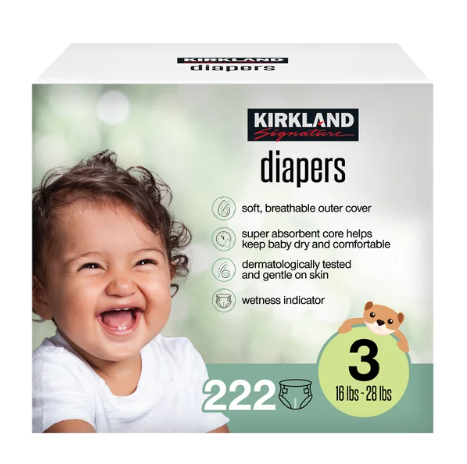 Kirkland Diapers, Size 3, 222 ct
