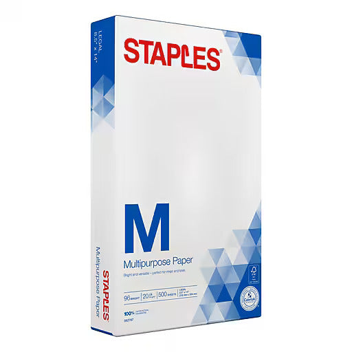 Staples 40414/1555R Multi-Purpose Color Printer Paper, 8-1/2 x 11 in, White