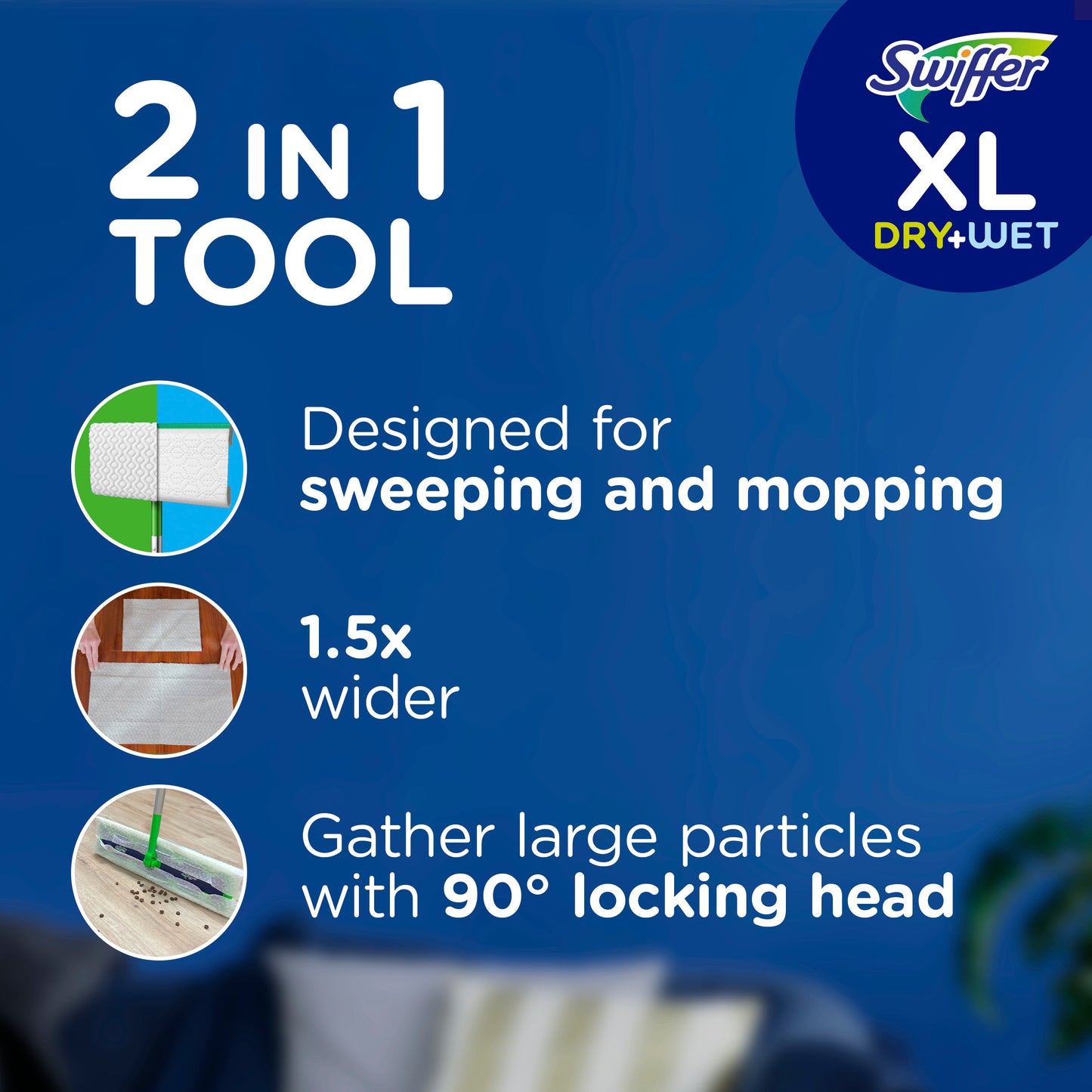 Swiffer Sweeper Dry + Wet XL Sweeping Kit (1 Sweeper, 8 Dry  Cloths, 2 Wet Cloths)