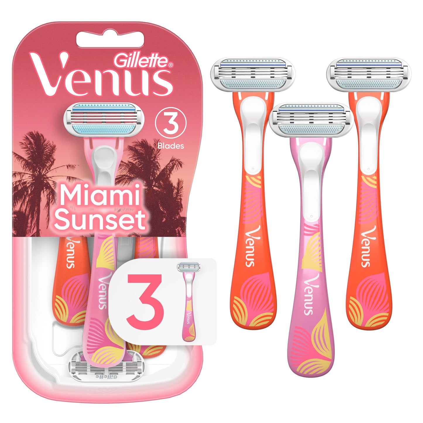 Venus Miami Sunset Smooth Sensitive Disposable Women's Razors - 3 Ct