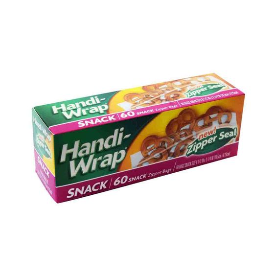 HANDI-WRAP ZIPPER BAGS, SNACK SIZE, 60CT