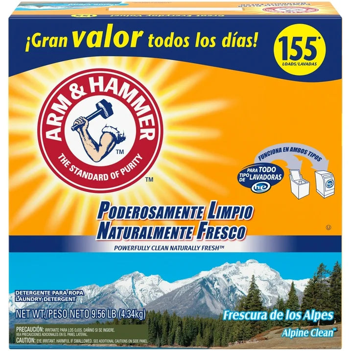 ARM & HAMMER Powder Laundry Detergent, Alpine Clean, 9.56 lb, 155 Loads