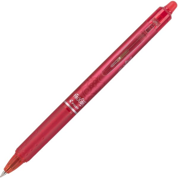 Pilot FriXion Clicker Erasable Gel Pens, Fine Point, 0.7 mm, Red Barrels, Red Ink, Pack Of 12