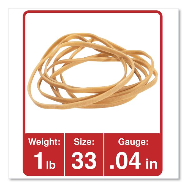 Universal Rubber Bands, Size 33, 0.04" Gauge, Beige, 1 lb Box, 640/Pack