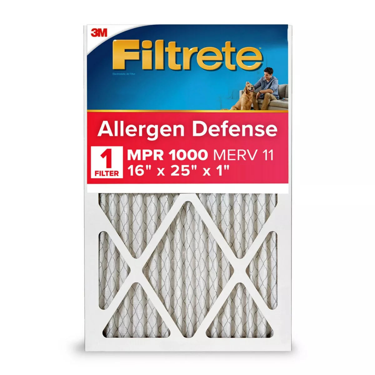 AIR FILTER, 16X25X1 RED FILTRETE 3M, 2 pack