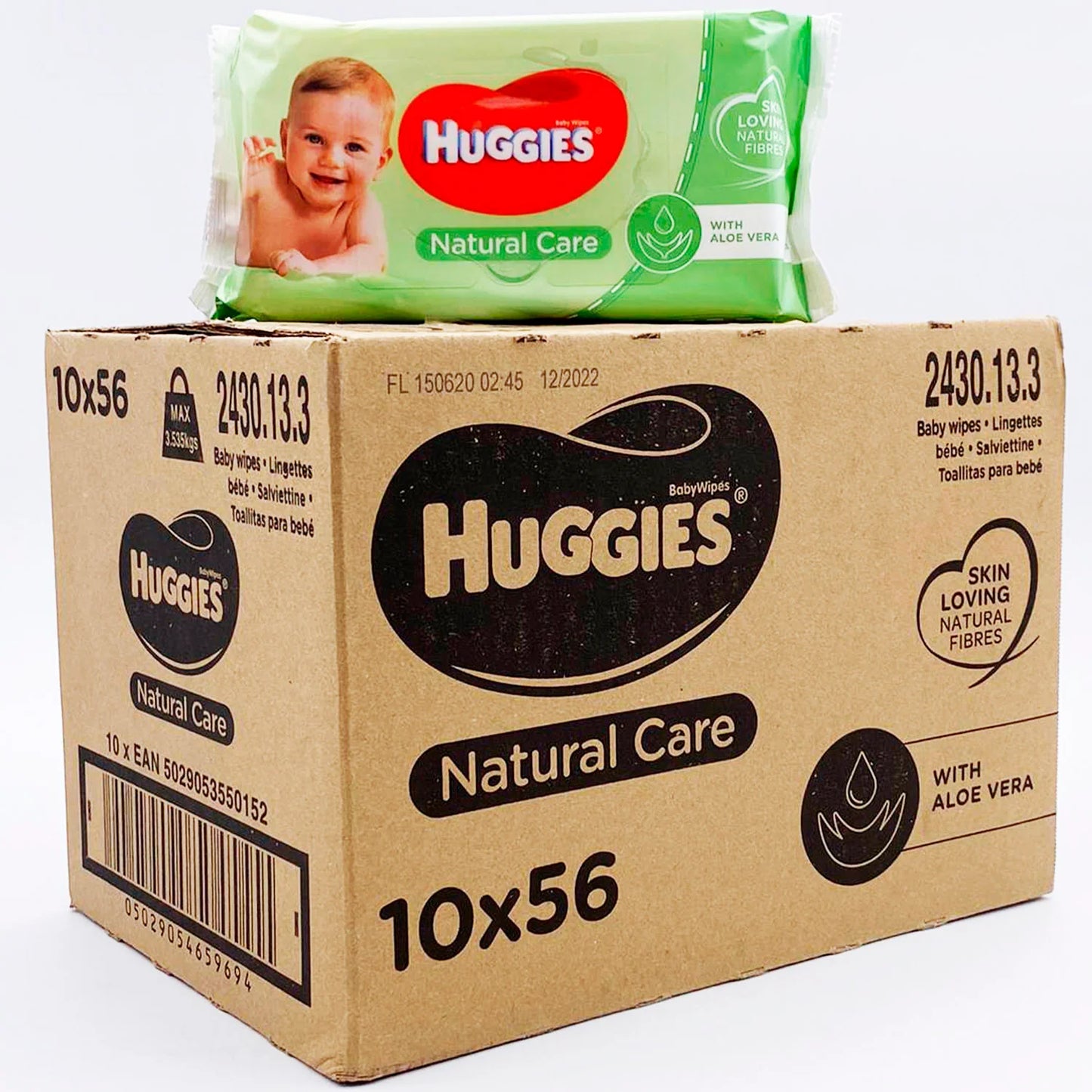 Baby Wipes Natural Care with Aloe Vera,  Huggies Wipes 10 packs 56CT, 560 Wipes