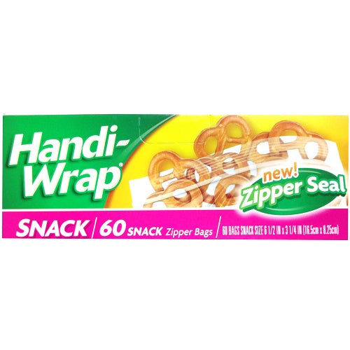 HANDI-WRAP ZIPPER BAGS, SNACK SIZE, 60CT