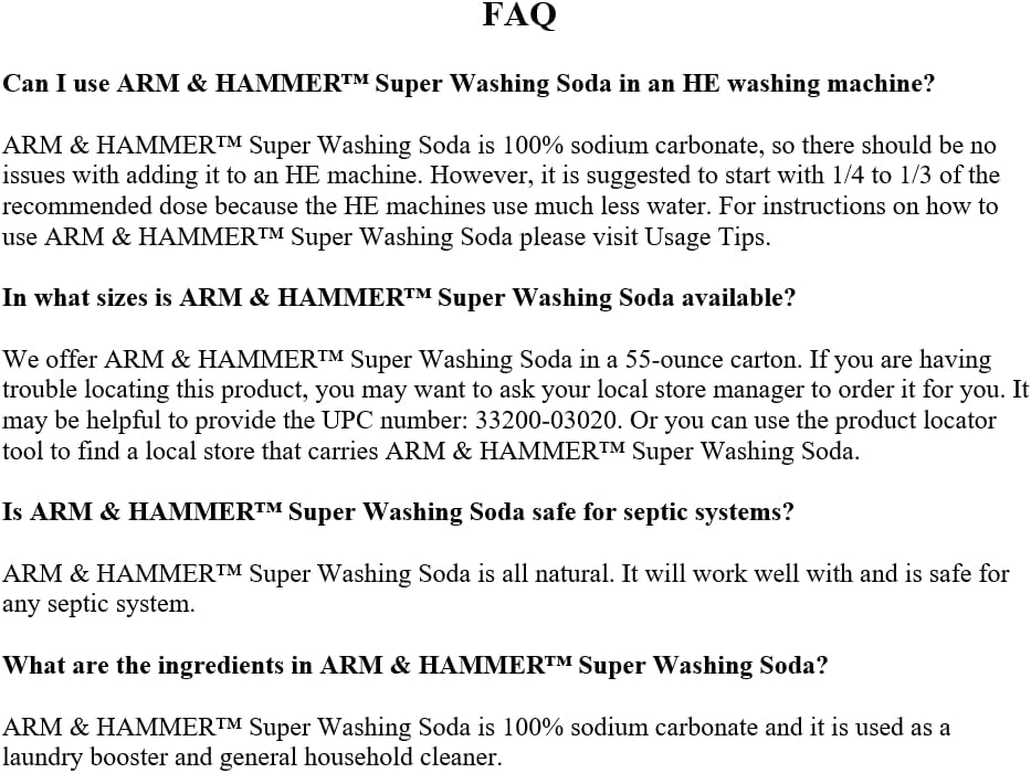 Arm & Hammer, Super Washing Soda, 55 oz, Baking Soda