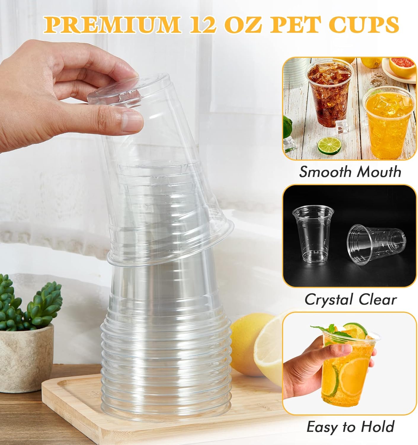 Plastic Cups 12 oz PET (50 ct)