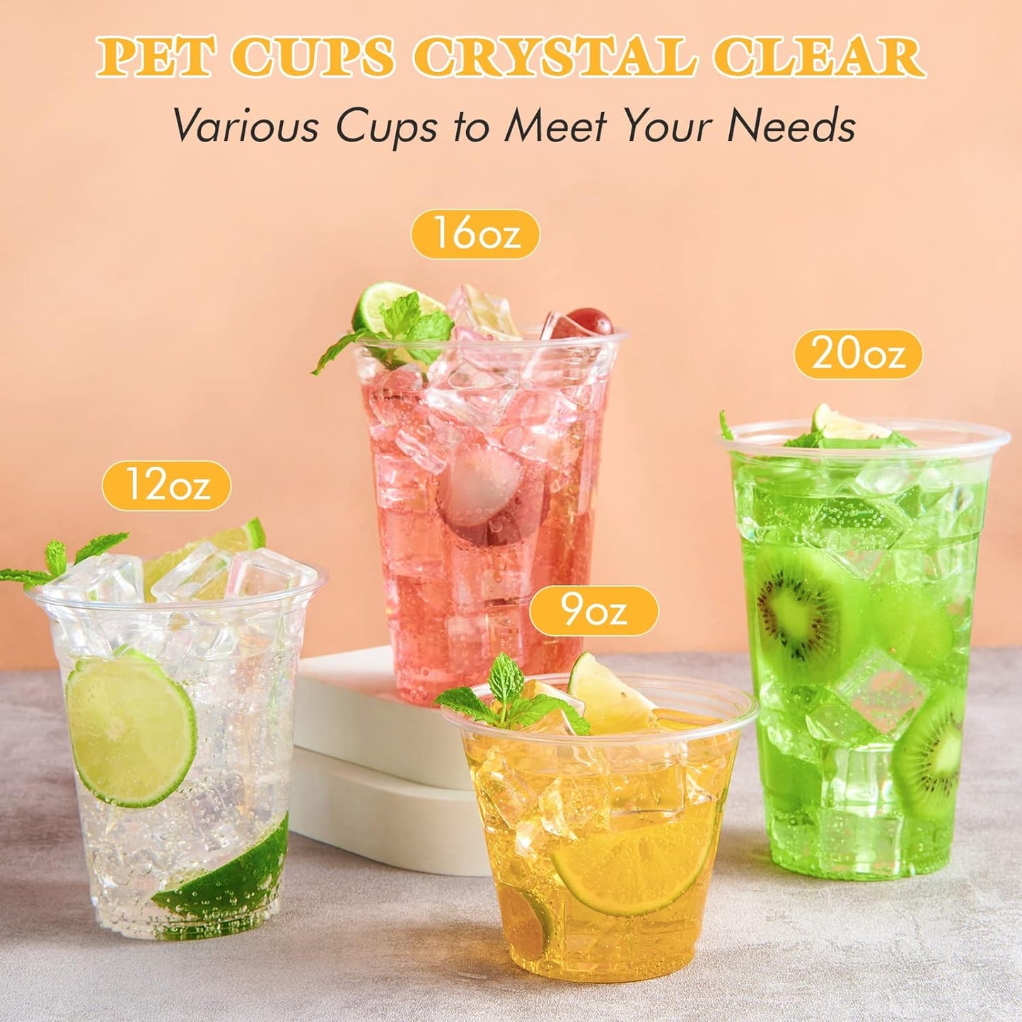 Plastic Cups 12 oz PET (50 ct)