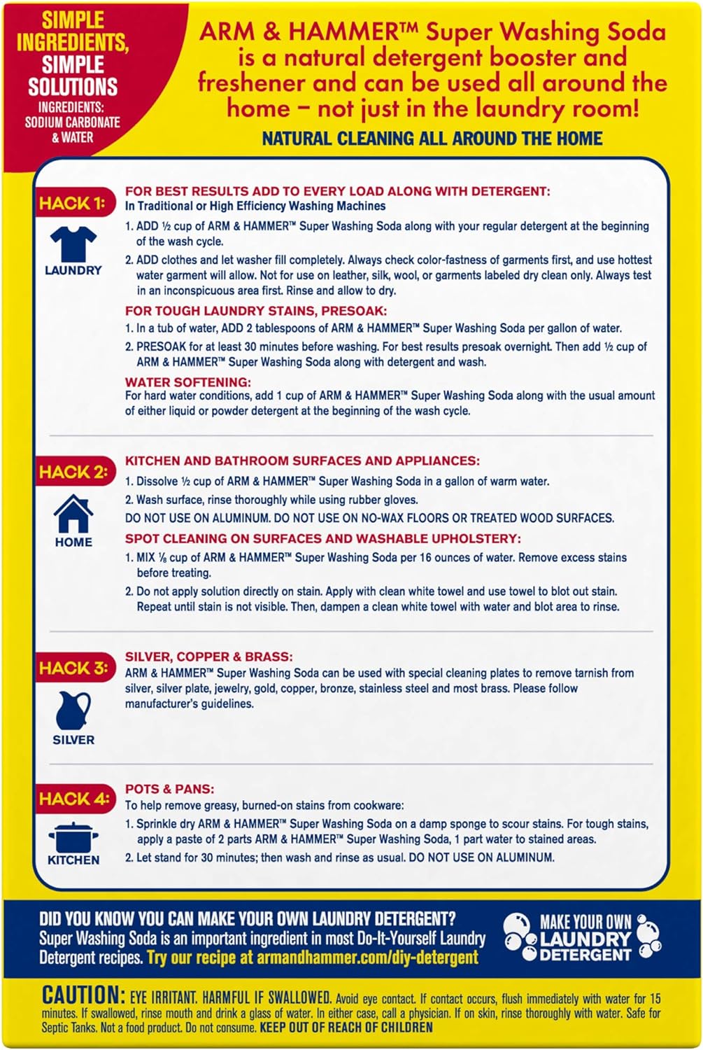 Arm & Hammer, Super Washing Soda, 55 oz, Baking Soda