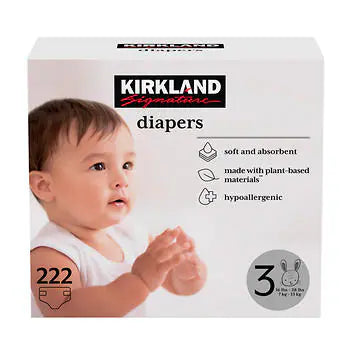 Kirkland Diapers, Size 3, 222 ct